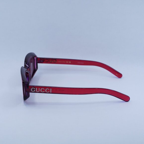 Gucci GG1719S 004 Sunglasses Transparent Red Geometric Frame main image 6
